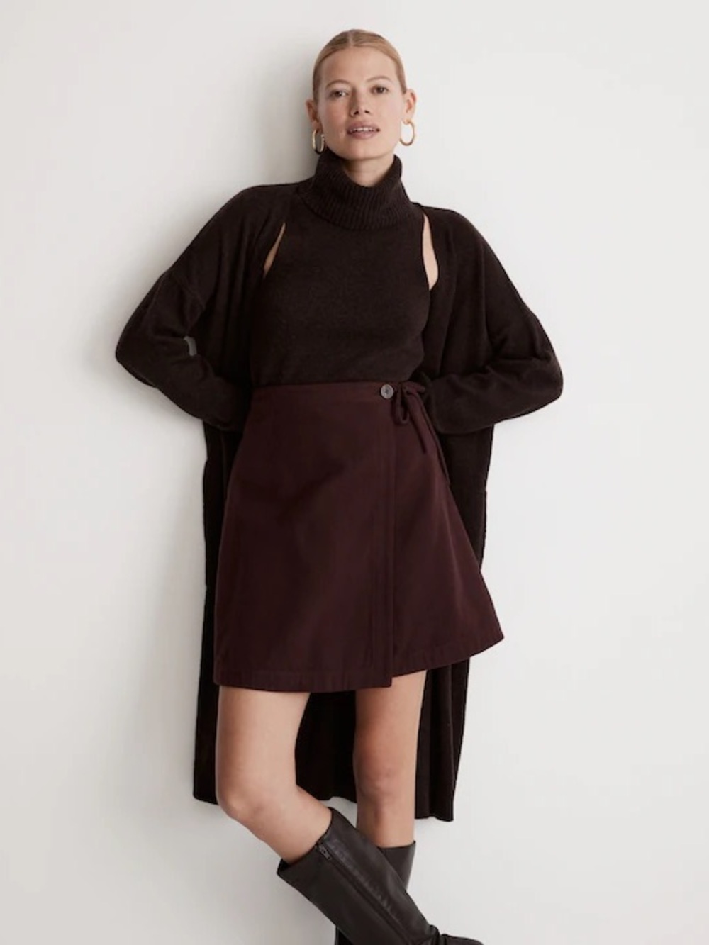 Madewell Brown Wool Blend Duster Cardigan Size S Long Open Front Cozy Sweater